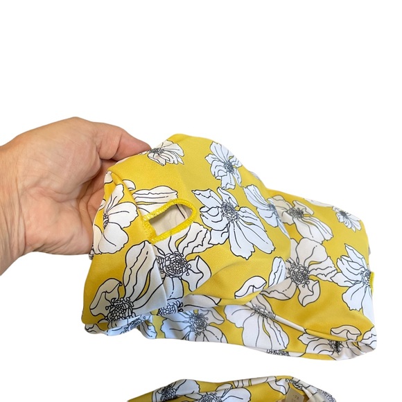 ZAFUL YELLOW FLORAL STRAPLESS THONG BIKINI Size 6 - Picture 4 of 6